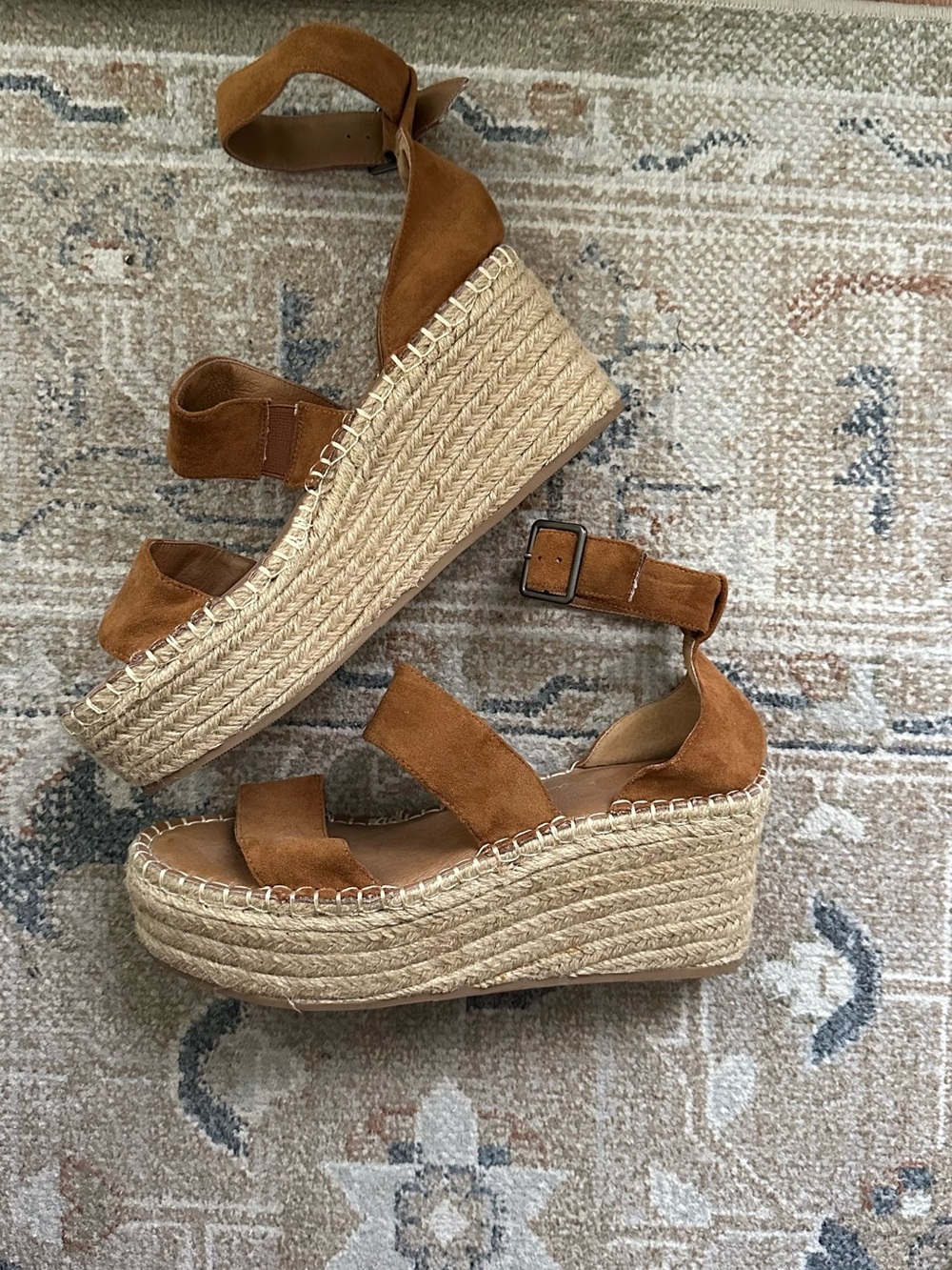 Coconuts by Matisse Tan Suede Espadrille Wedge Sandals
